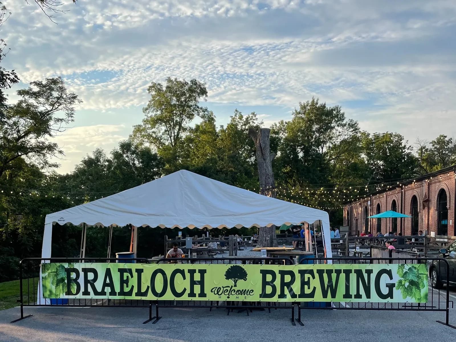The Creekside beer garden extension along the grass and creek